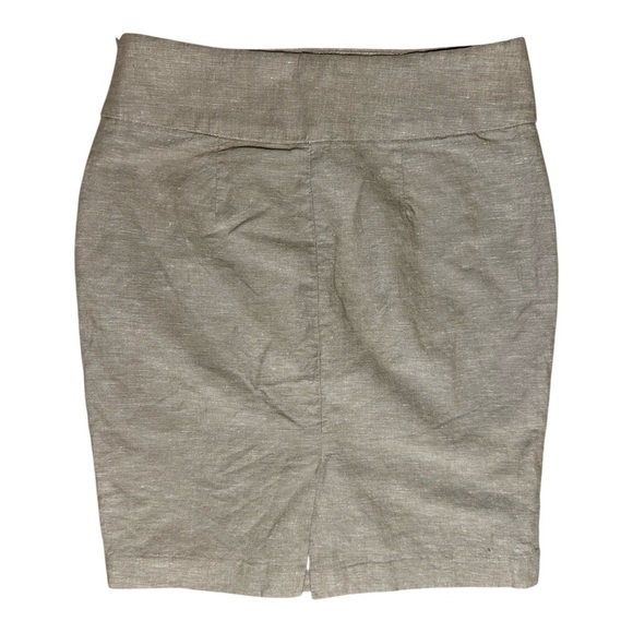 BANANA REPUBLIC Beige Linen/Cotton Short Pencil Skirt sz 4 Lined Back Slit - Picture 2 of 9